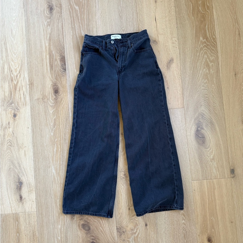 Abercrombie & Fitch Black High Rise Wide-Leg Jeans